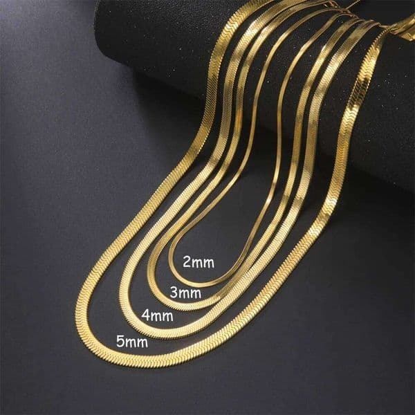Skyrim Stainless Steel Snake Chain Necklace for Women Men Gold Color Herringbone Choker Neck Chains 2025 Trend Jewelry Gift Hot Y260302