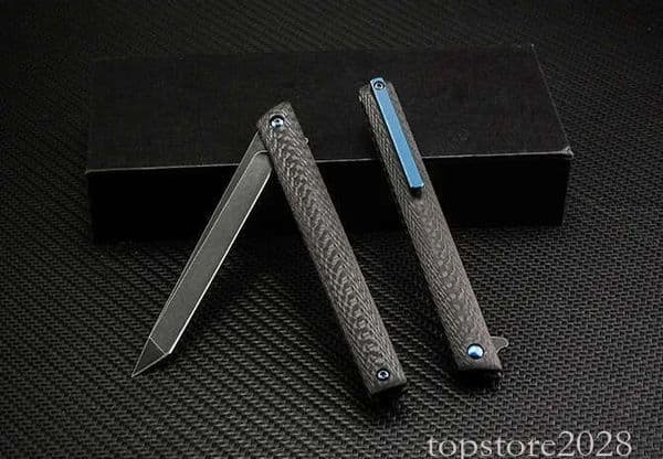 New Ball Bearing Flipper folding M390 Black Stone Wash Blade Carbon Fiber Handle EDC Pocket Knives Gift Knife
