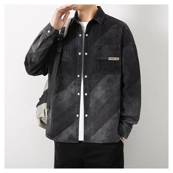 Spring Loosefit Unique Design INS Denim Jcket Designer Jacket Top Vintge Blue Ptchwork Denim Cot For Men