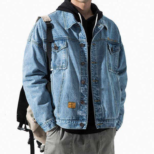 Autumn Winter Hong Kong Style Denim Jcket Men Loose Fit Cool Designer Jacket Ptchwork Top Trendy Koren Ins Csul Cot