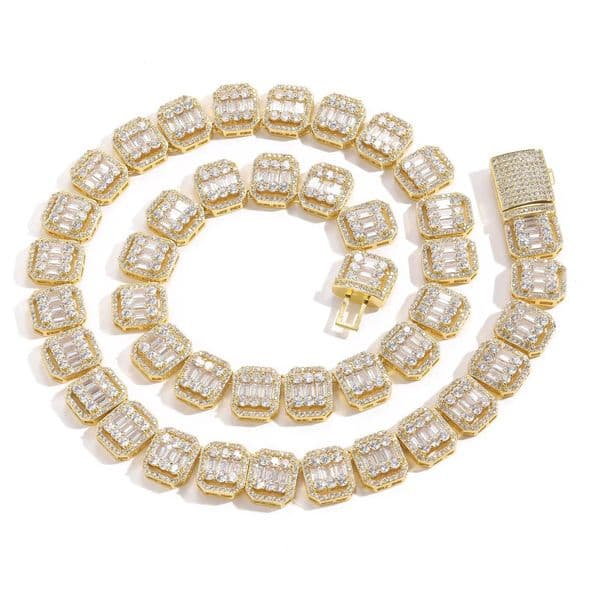 new product: 15mm oil-drip diamond-studded Cuban chain, real gold-plated, colorful hip-hop trendy men's necklace
