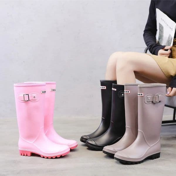 Comemore Fashion Long Rainboots Woman Knee-High Water Boots Waterproof Shoes Womens Rubber Rain Boot Garden Galoshes for Women 260228