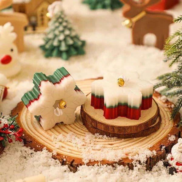Snowflake Candles, Handmade Aromatherapy Decoration, Perfect Small Gift for Christmas Decoration W260303