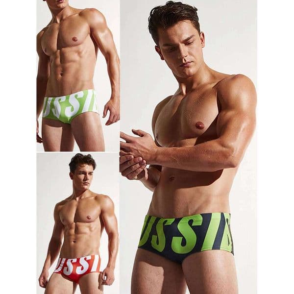 Men's letter quick drying drawstring triangle underwear, men's swimwear, summer beach swimming shorts J260302