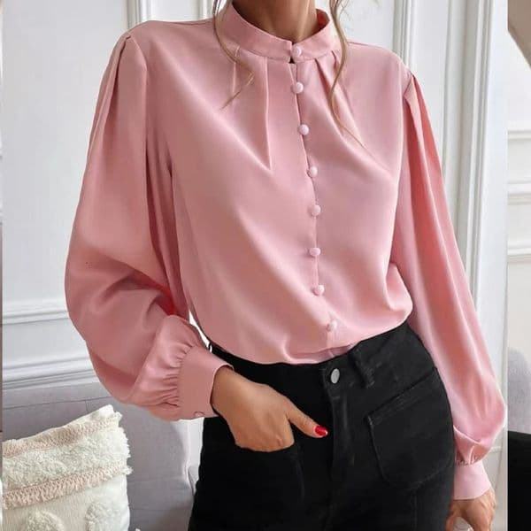 Spring European And American Foreign Trade Polo Designer Shirt Shirt New Elegant Solid Color Turn-down Designer Hoodie Collar Long Sleeve Loose Women's Shirt
