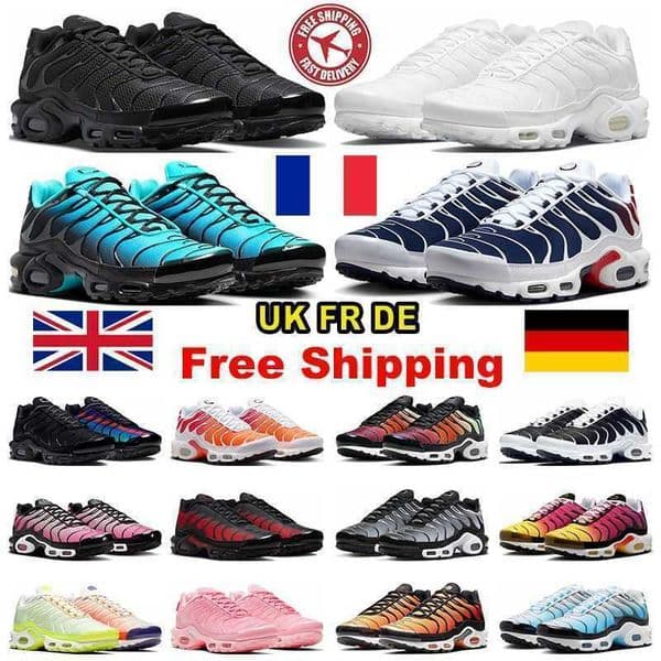 Promo chaussures running shoes for men women tn plus solde route trail trainers Triple Black White Grey Bleu Blanc Rouge Blue Green sports Classic