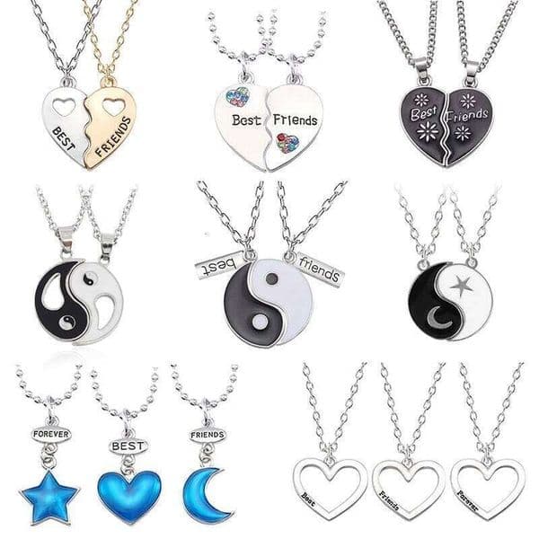Couple 2 Piece Set Best Friend Choker Bff Alloy Pendant Necklace Men And Women Jewelry Gifts Y260302