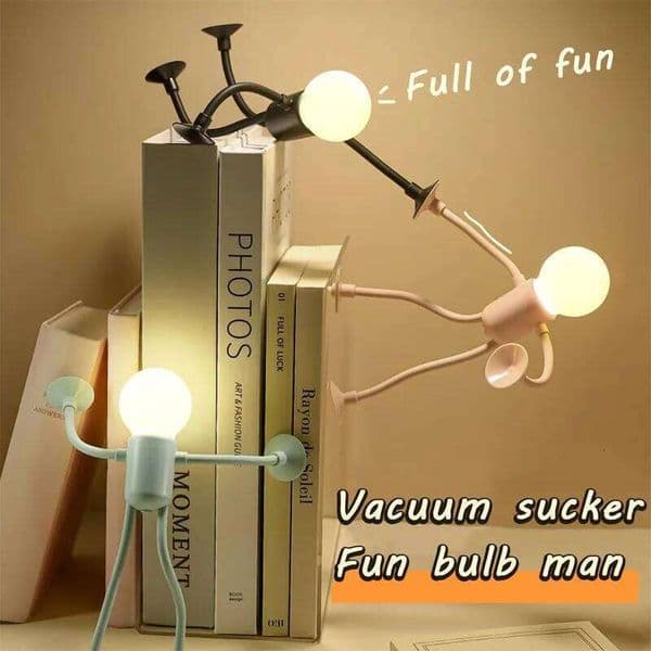 Cute Modern Mini Tabletop Desk Lamp with Suction Cup Night Light Portable Cartoon Sportsman Bulb Bendable Shelves Decor Z260227