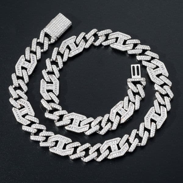 bestseller 15mm flip clasp pig nose copper inlaid with zircon diamond-shaped Cuban chain hip-hop men's necklace