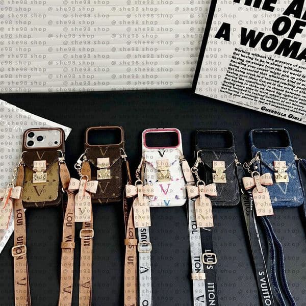 IPhone Case Leather Designer Phone Case For iPhone 17 Pro Max 16 14 13 12 11 ProMax 15 Plus XS Max XR S24 Ultra S23 S22 Case Wallet Card Pocket Crossbody Strap Z260604