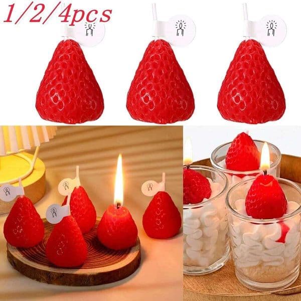 1/2/4/8pcs Strawberry Shape Candle Handmade Scented Aromatherapy Wax for Birthday Wedding Party Gift New Year Home Decoration W260303