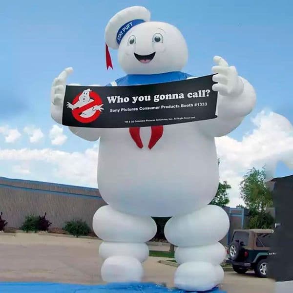 8m 26ft Bespoke giant inflatable ghostbuster stay puft Marshmallow Man with advertising banner led lights for Halloween decoration