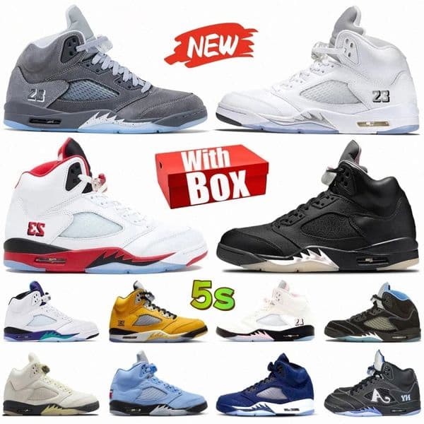 5s basketball shoes 5 Wolf Grey White Metallic Fire Red Black Tongue 35th Anniversary Grape Reimagined Tokyo Awake UNC Men Women traine