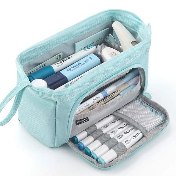 Kawaii Large Capacity Pencil Case Durable Canvas for Student Stationery Double-deck Pen Pouch Storage Bags School Supplies 260227