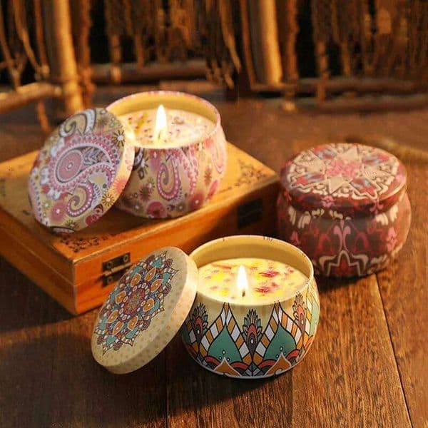 Premium Natural Scented Candle Tinplate Can Decoration Home Soy Wax Plant Complete Fragrance for Festival W260304