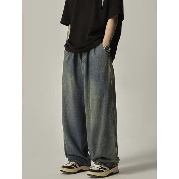 Hong Kong Style Trendy Men's Summer New Designer Pants Personalized Letter Jeans Hip Hop Ins Trend High Street Fashion Cool Long Pants