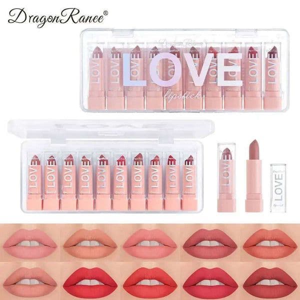 Mini Matte Lipstick Gift Set 10 Colors Saturated Velvet Finish Long Wear Lip Makeup For All Day Moisturizing H260303