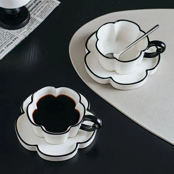 Designer Cup coffee mug Floral Ceramic Coffee Cup Set - Modern Tea Mug With Dish & Spoon | Dessert Plate For Home Office Use Tea