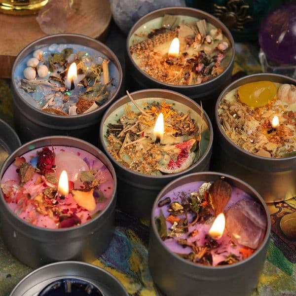1Pc Premium Crystal Scented Candle - Handmade Soy Wax Dried Flower Tin, Aromatherapy Creative Ornament & Photography Prop W260304