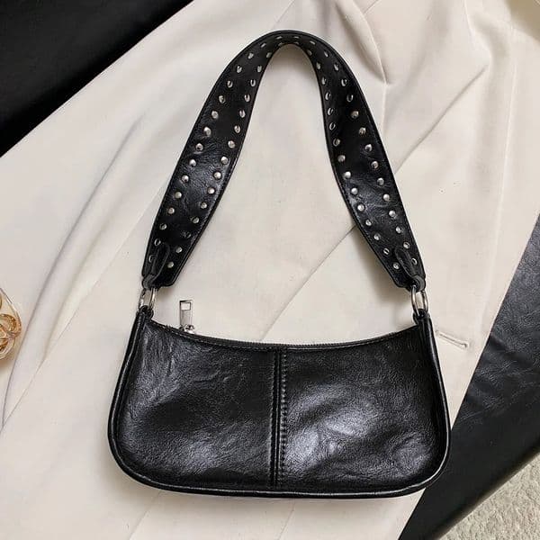 Vintage PU Leather Bag For Women Shoulder Bag Zipper Underarm Bag With Adjustable Strap Y2k Hobo Crossbody Sling Stylish Purse 260304