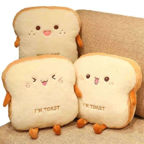 Plush Toast Bread Cute Simulation Food Hot Dog Soft Doll Hand Warmer Pillow Cushion Home Decor Kids Toys Birthday Gift XJ260303