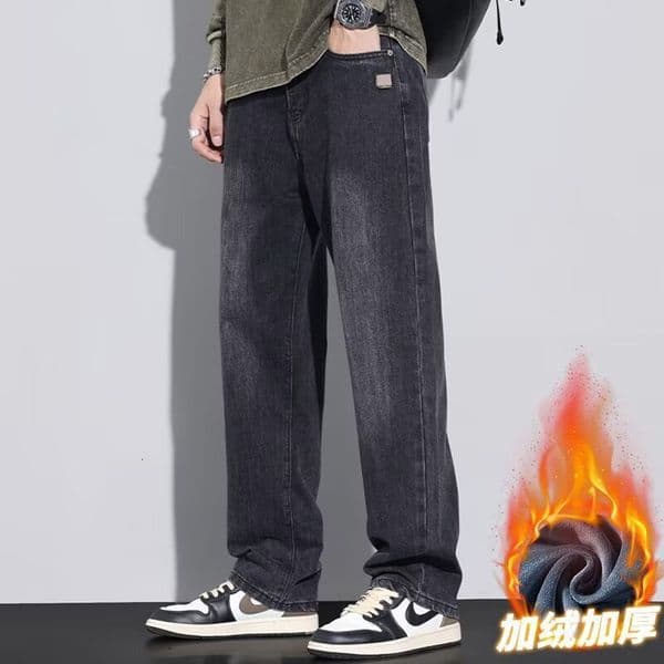 Men's Black Jeans Loose Straight Designer Pants Fit Trendy Casual Versatile Style Suitable For Tall Individuals Spring And Autumn Plus Size Wide-leg Drapey Pants