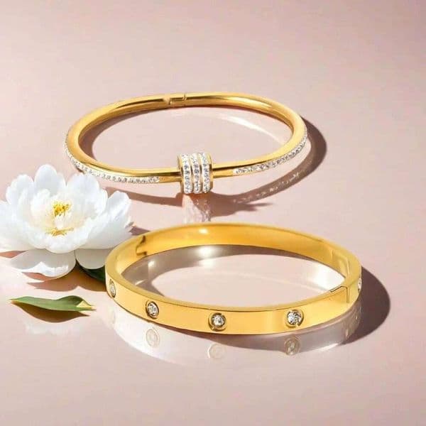 Hot Sale Gold Plated Double-Layer Bracelet CZ Inlaid Luxury Bangle Women Fashion Trendy Jewelry Perfect Gift for Daily Wear XJ260303
