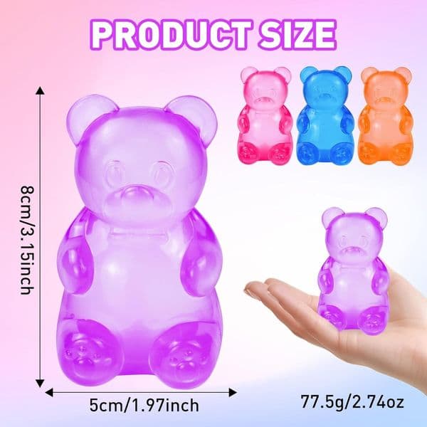 Stress Bear Squishy Ball Gummy Bear Toy Sugar Filled Squishy Toys for Kids Stress Relief Ultra-Soft Decompression Venting Toys