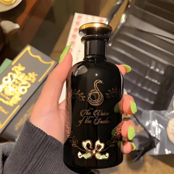 The Voice of the Snake, a neutral aloe, leather tone, perfume, Osmanthus Nectar, a wood flower and fruit tone, a neutral fragrance designer brand in Cologne