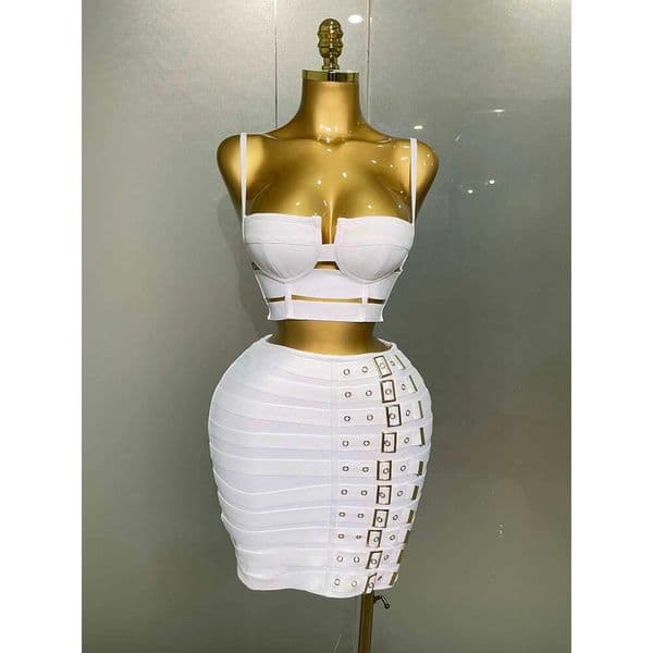 2025 New Arrival High Quality Women Sexy Bandage Tops Fashion Pencil Skirts Nightclub Party Celebrate Women's Set