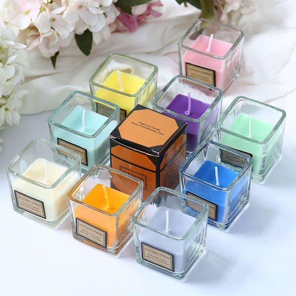 Square Romantic Creative Aromatherapy Candle Glass Cup Gift In Stock W260304