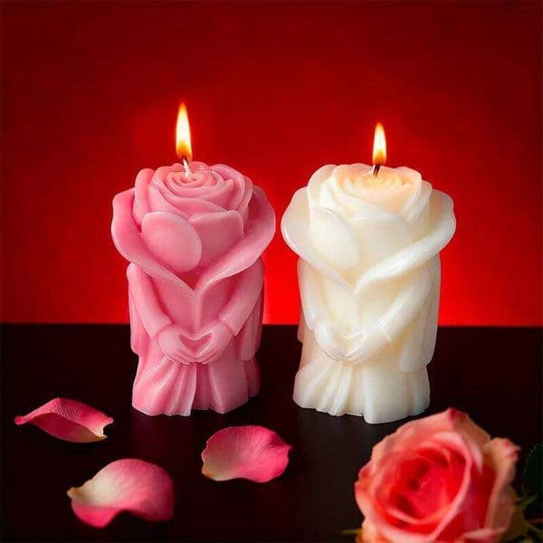 Rose Shaped Scented Candles for Valentine's Day, Creative Ornaments, Romantic Wedding Decoration, Gifts W260304