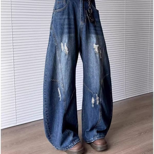 American-style Designer Pants Jeans For Men New Spring And Autumn Straight Loose High Street Vintage Curved Wide-leg Pants