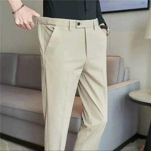 Men Suit Pant Autumn Elastic Waist Solid Slim Fit Dress Pants Business Casual Office Social Trouser Plus Size 40 38 Clothing 260302