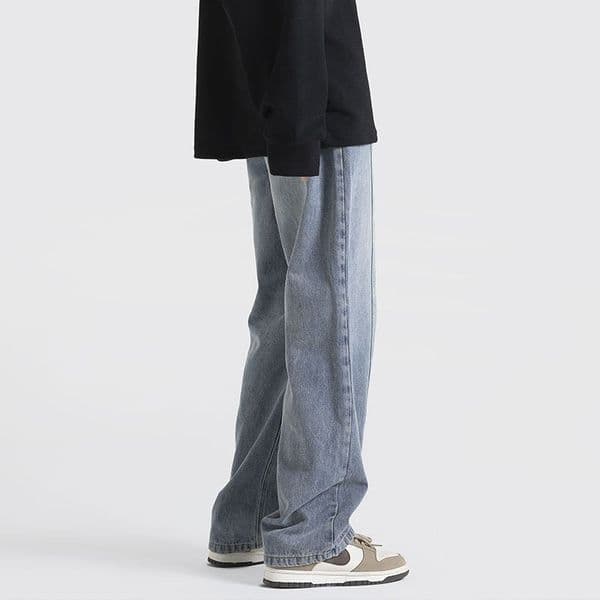 Washed Denim Jeans For Men New Spring/summer Style Designer Pants Japanese Retro Ins Trendy Brand Fashionable Elastic Waist Loose Casual Straight Pants