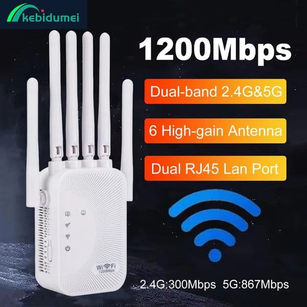Kebidumei 1200/300Mbps Wifi Repeater Amplifier 24G 5G Network Expander Range Extender WiFi Signal Booster Wireless Wi-Fi Router 260302