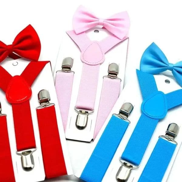 Designer Designer 36 Color Kids Gift Set Suspenders Set Boys Gift Girls Braces Elastic Y-Suspenders With gift set Bow Tie Fashion Belt For Children Baby 922 Dec
