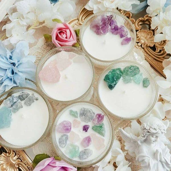Handmade Crystal Stone Scented Candles Gift Set Soybean Wax Energy Candle Glass Fragrance Home Decor And Scents W260304