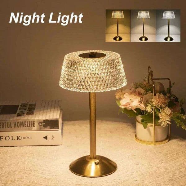 LED Cordless USB Rechargeable Night Light Coffe Bar Touch Dimming Desk Lamp Bedroom Decor Crystal Table Lamps 26L0304