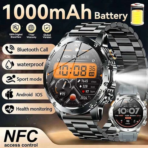 2025 New Military T-Rex 3 Ultra 1000mAh Battery Smart Watch 5ATM Waterproof Flashlight Heart Rate Sports tracker Smartwatch Men 26H0303