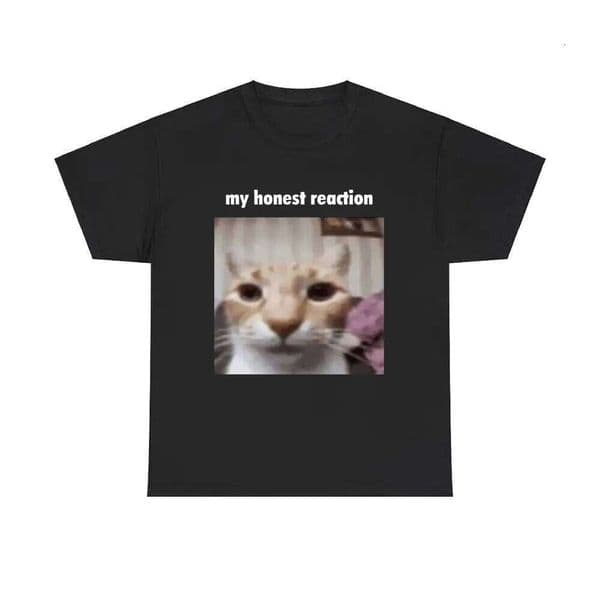 My Honest Reaction T-shirts Funny Cat Meme T Shirts Men Women Cotton Casual Short Sleeve Tees Men's Joke Humor Tshirt H260304