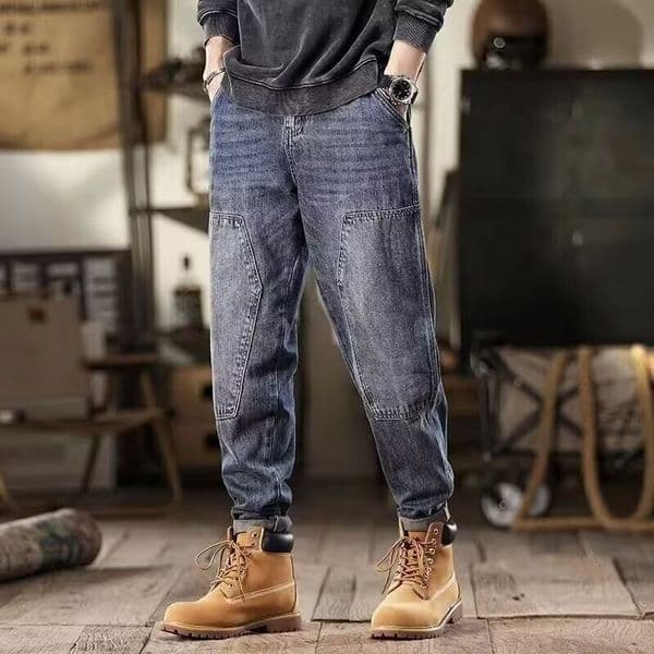 2026 New Soft Denim Jeans For Men Autumn Casual Straight Pants With Drape Effect Loose Fit Large Size Pants Spring And Autumn Drawstring Designer Pants Thin Style