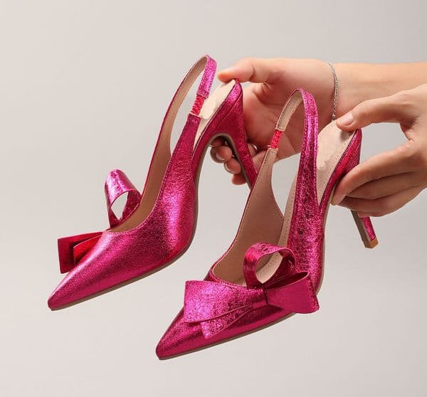 Luxury Dress Shoes Design Elegant Side Bow Design High-heeled Sandals Women Luxury Leather Pointed Toe Thin High Heels Fashion Back Strap Women's Pump