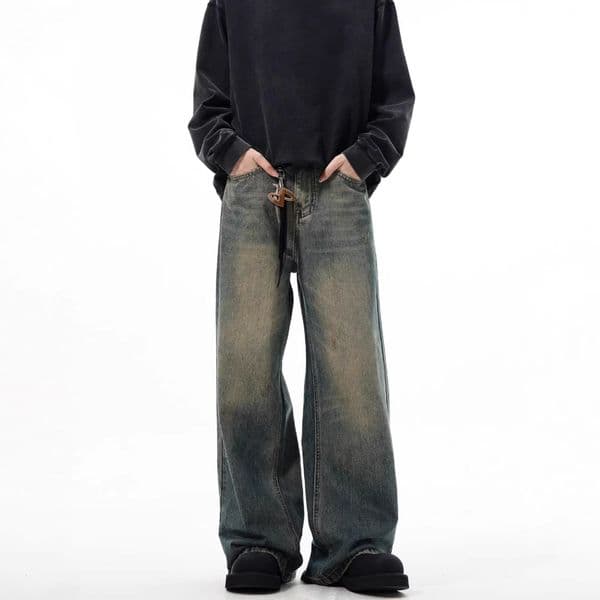 American Retro Cleanfit Distressed Jeans For Men And Women High-end Vintage Loose Wide-leg Designer Pants Casual Pants