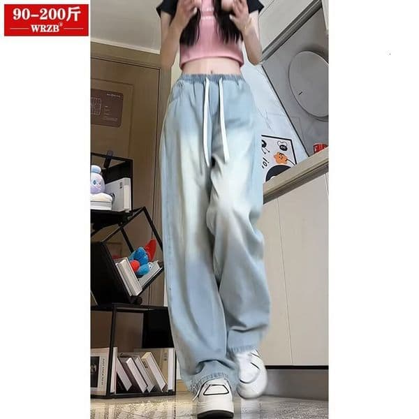 Women's Summer Thin Designer Pants Tencel Jeans Loose Straight Cut Drapey Wide-leg Slimming And Flattering Plus-size Women's Clothing
