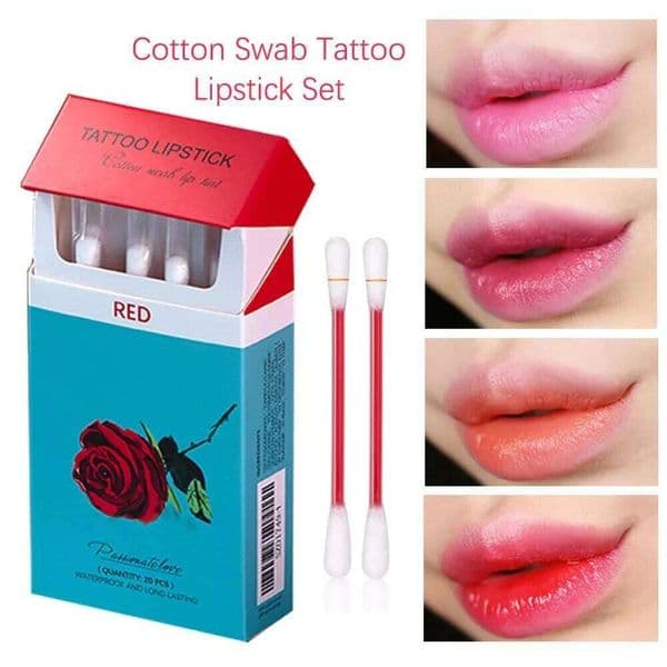 20pcs Cigarette Cotton Swab Tattoo Lipstick Non-Stick Long-Lasting Waterproof and Kiss-proof Durable Lip Stain Set H260303
