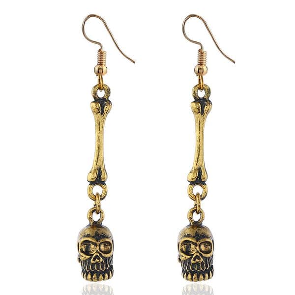2026 New Retro Dangle Earrings For Women Punk Vintage Gold Silver Metal Alloy European Fashion Skull Ear Jewelry Halloween Accessories Gift