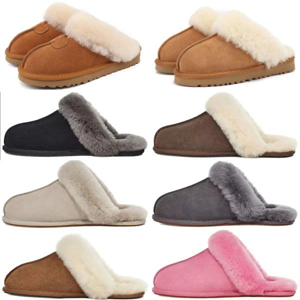 Chestnut Leather-Fur Hybrid Womens Platform Slip-Ons: Stylish Scuffette II Slides by Designer Collection.designer sandals slides