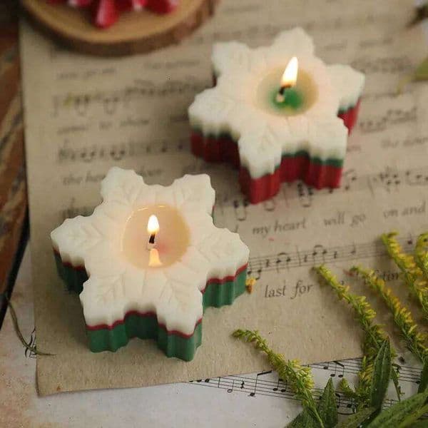 Candles for Aromatherapy: Handmade Snowflake Shape, Creative Small Gifts and Christmas Decoration W260304