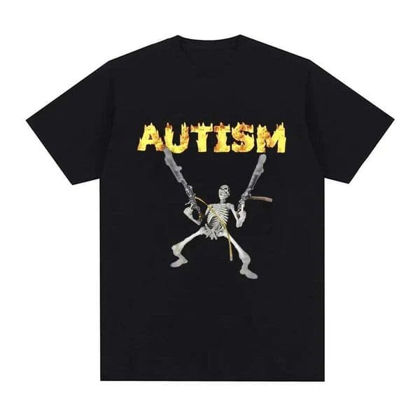 Autism Skeleton Meme T Shirt Humor Funny Skull Men Women Fashion Hip Hop T-shirt Casual Cotton Short Sleeve Oversized T-shirts H260304